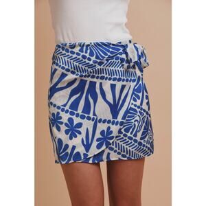 Berthie Freya Skirt Mini - M - White with Blue Floral Print